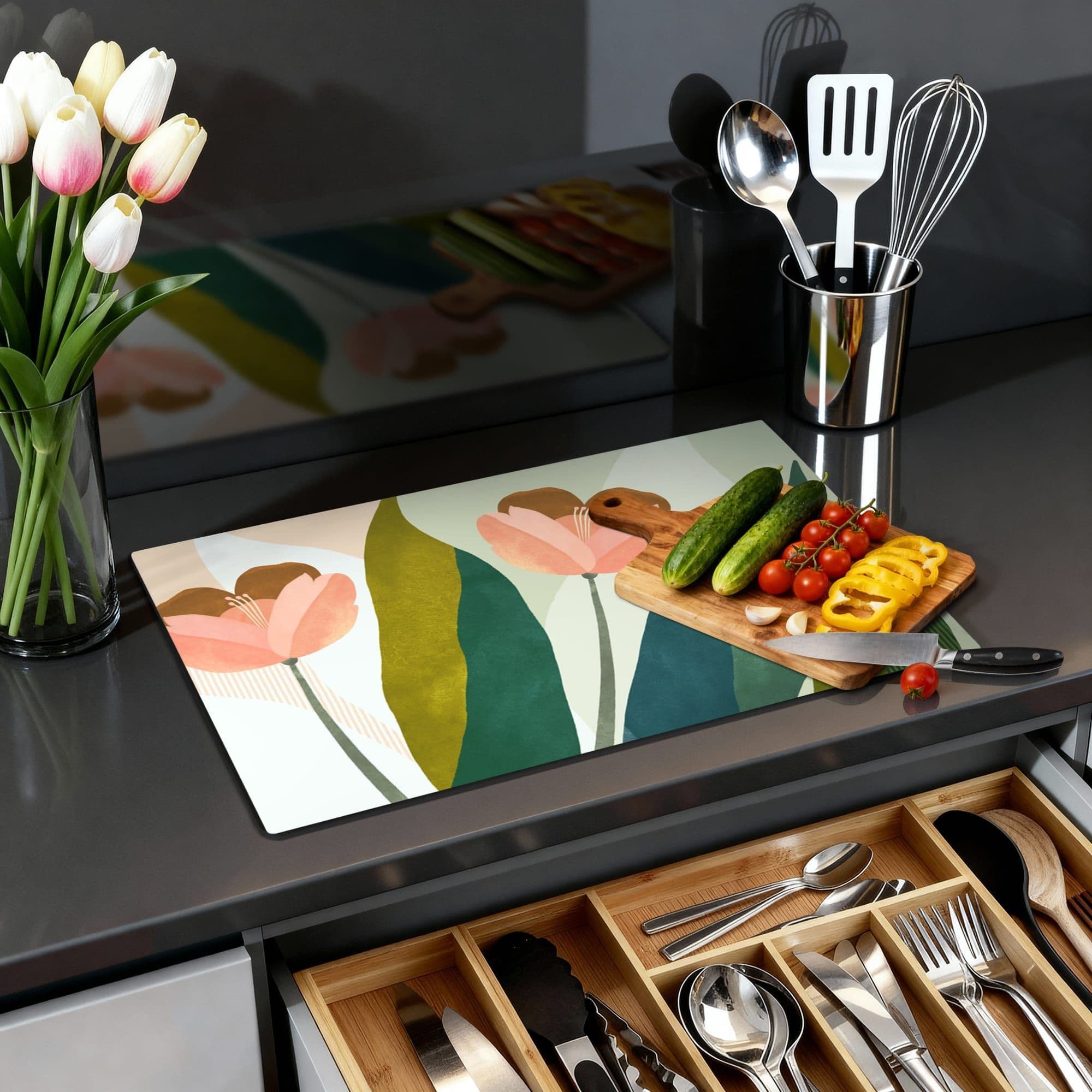 Peach Blooms Inductiebeschermer, productfoto 1