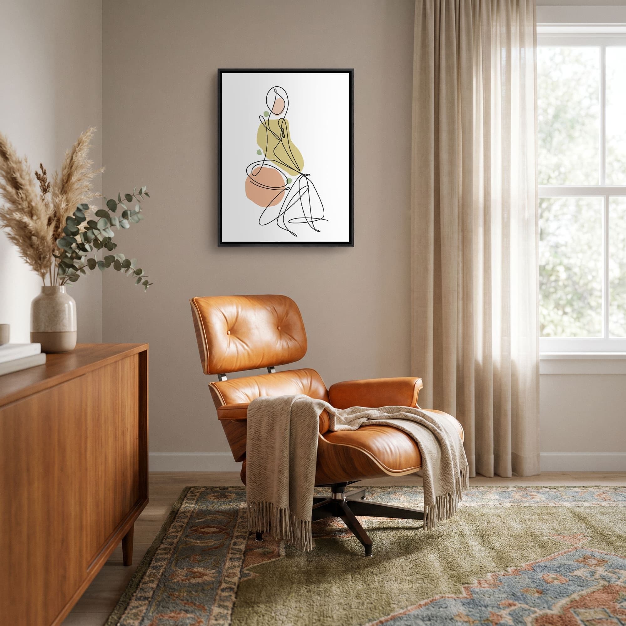 Line Art Silhouette Canvas schilderij, sfeer woonkamer