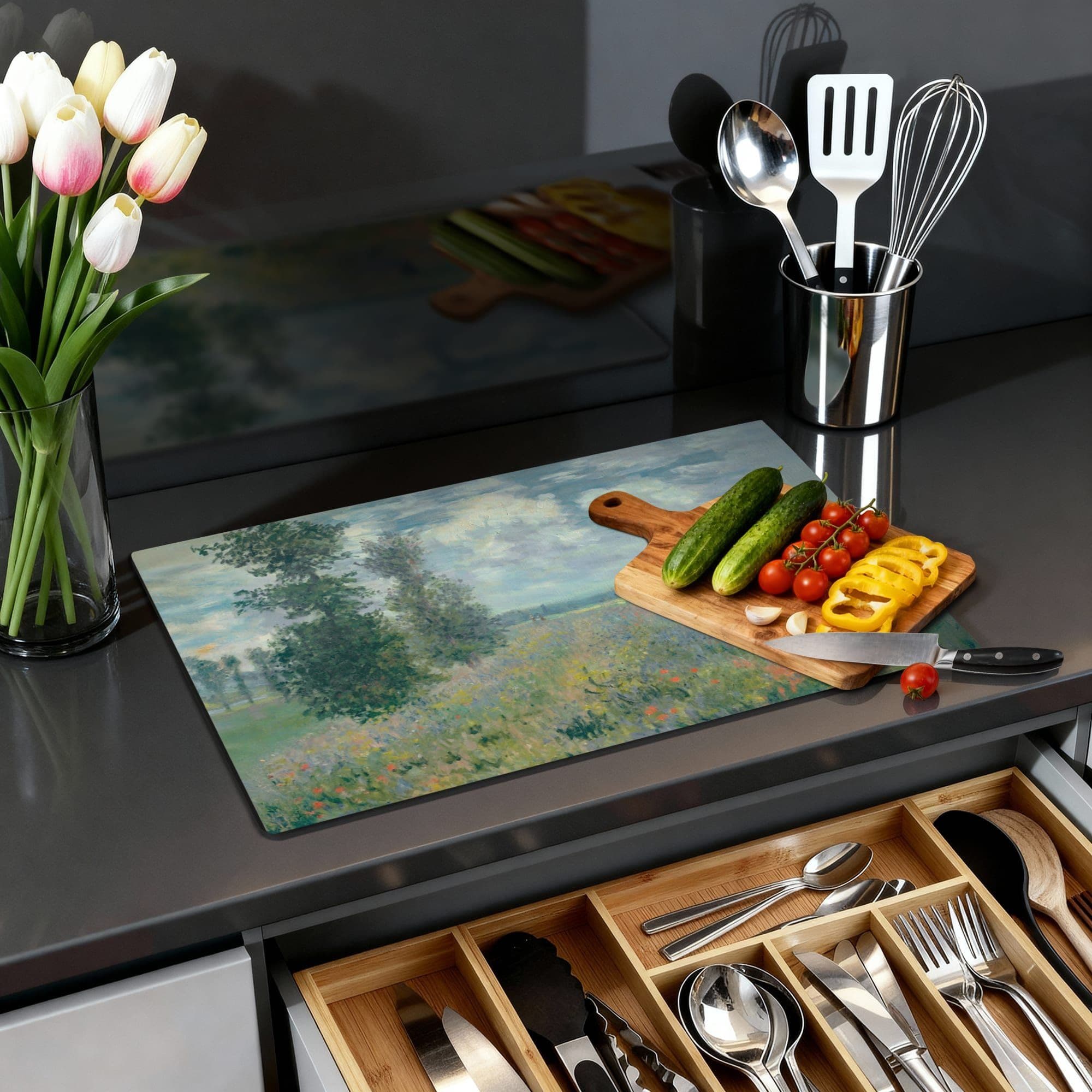 Papaverveld Inductiebeschermer, productfoto 1