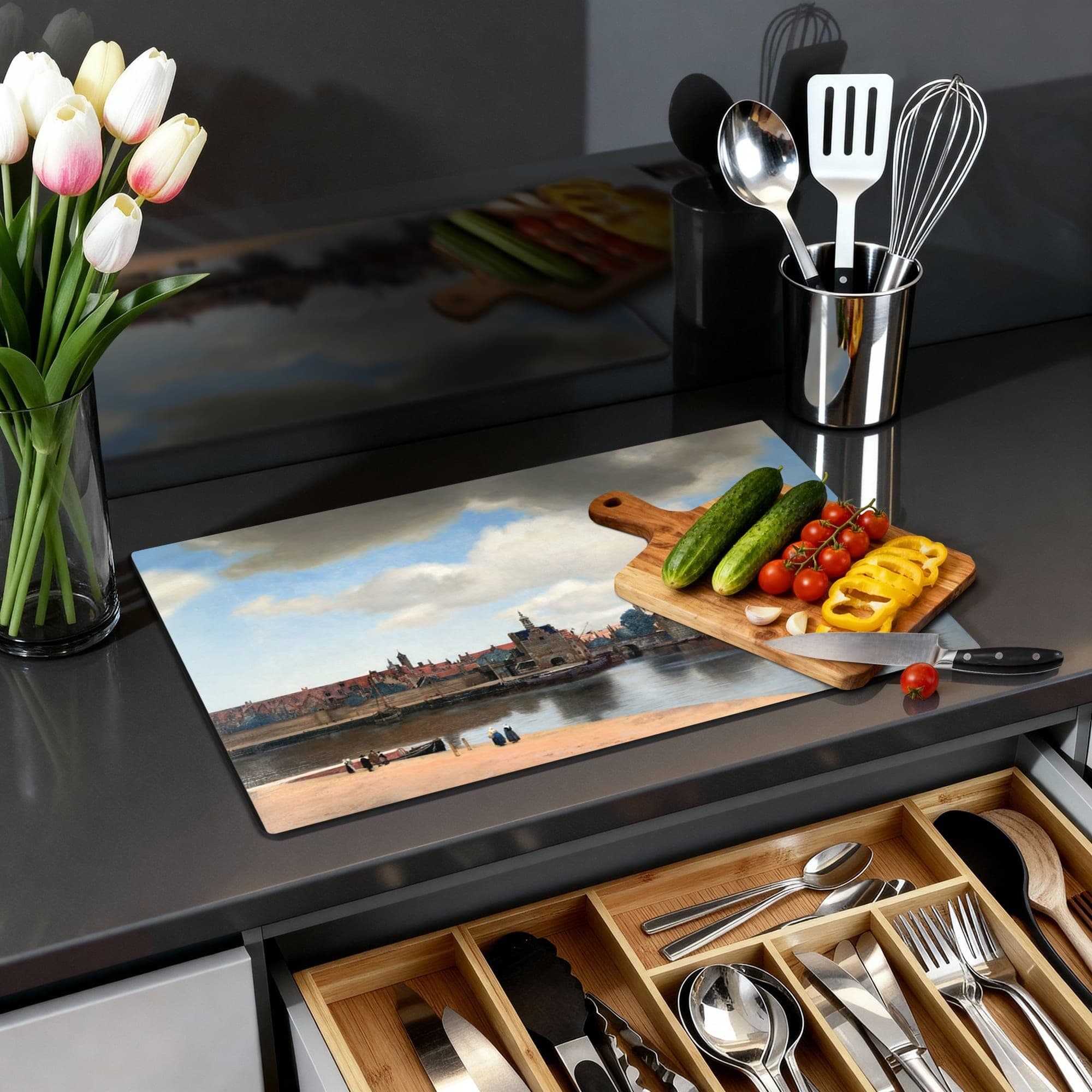 Gezicht op Delft Inductiebeschermer, productfoto 1