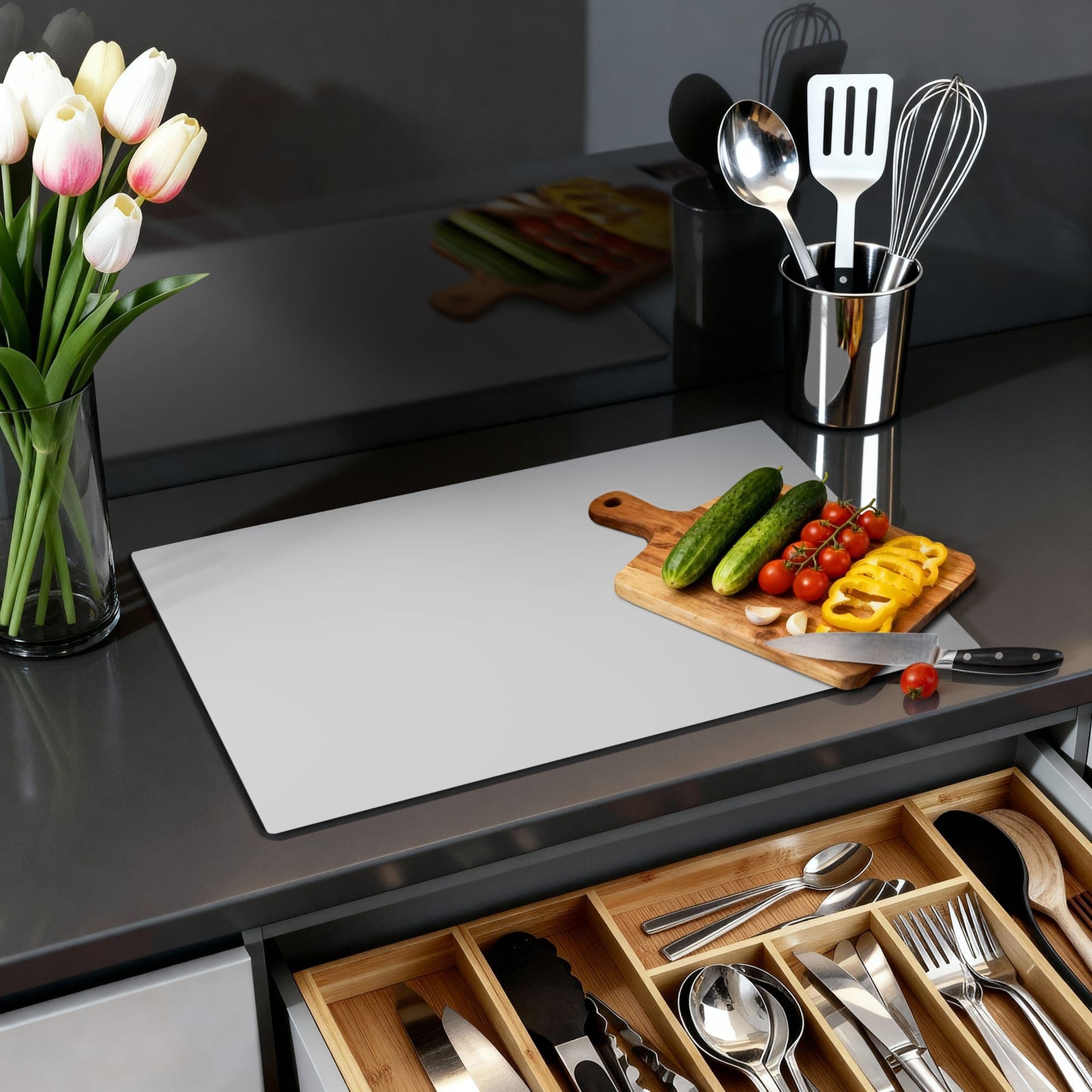 Warm Grey Elegance Inductiebeschermer, productfoto 1