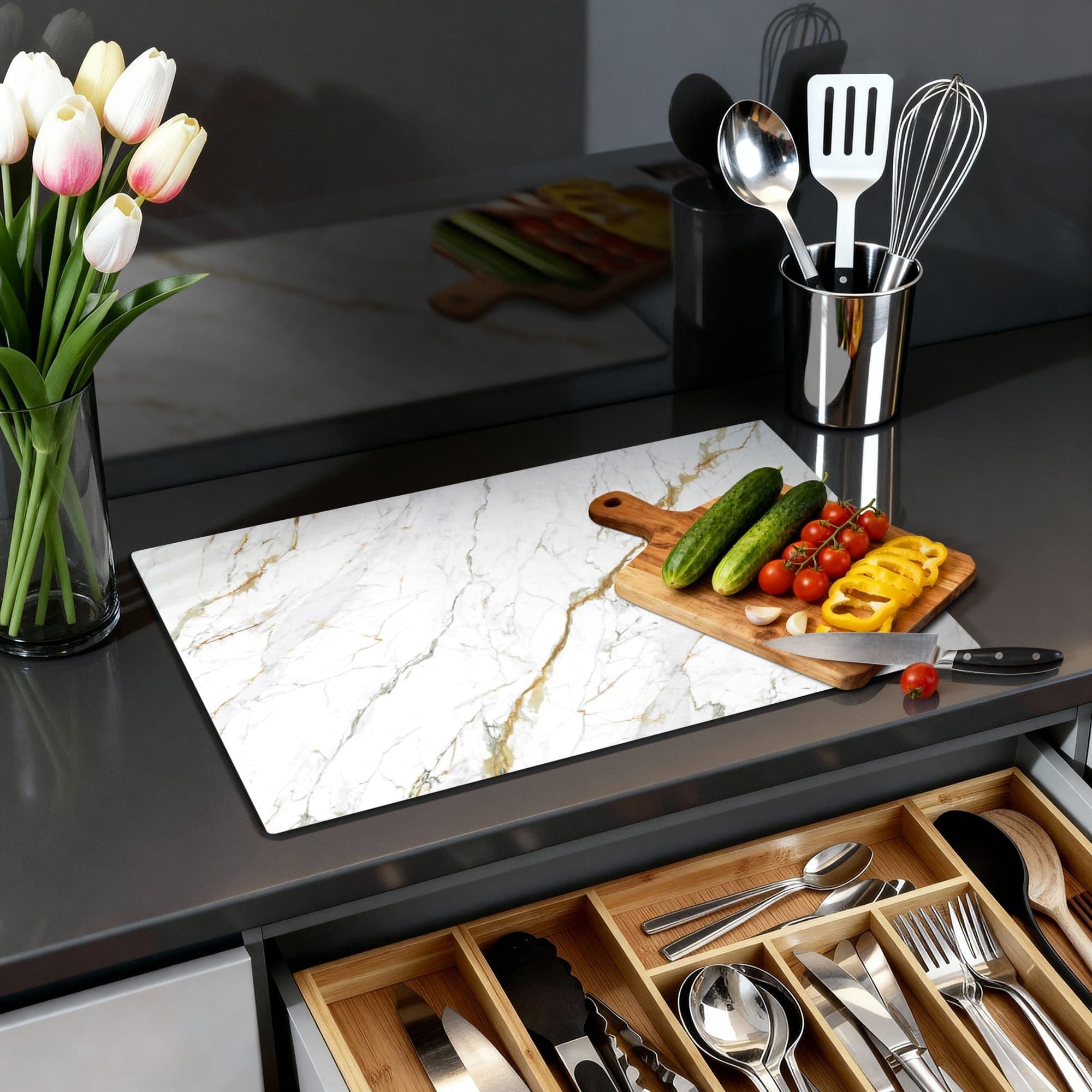 Calacatta Gold Inductiebeschermer, productfoto 1