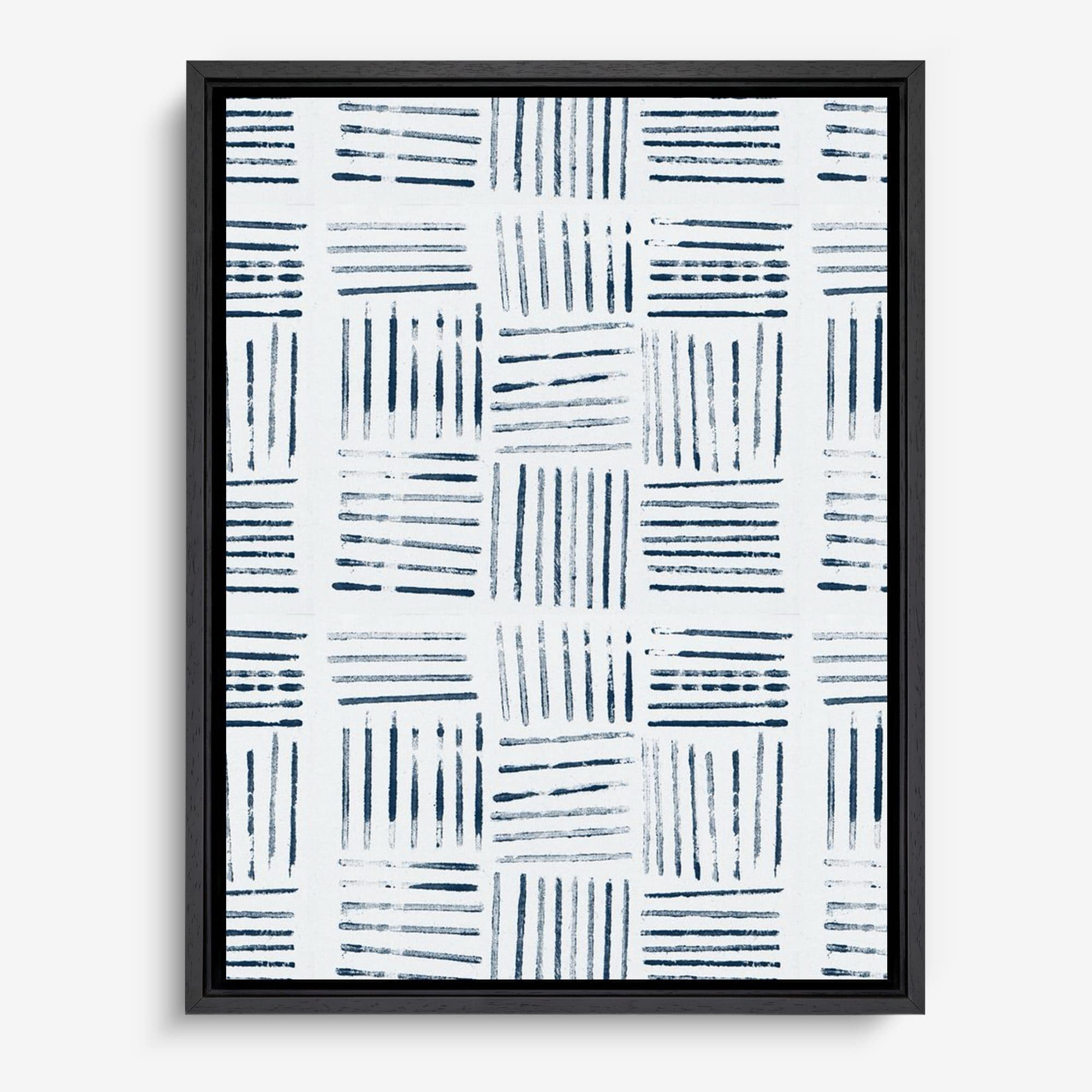 Japandi Streepjes Indigo Canvas schilderij