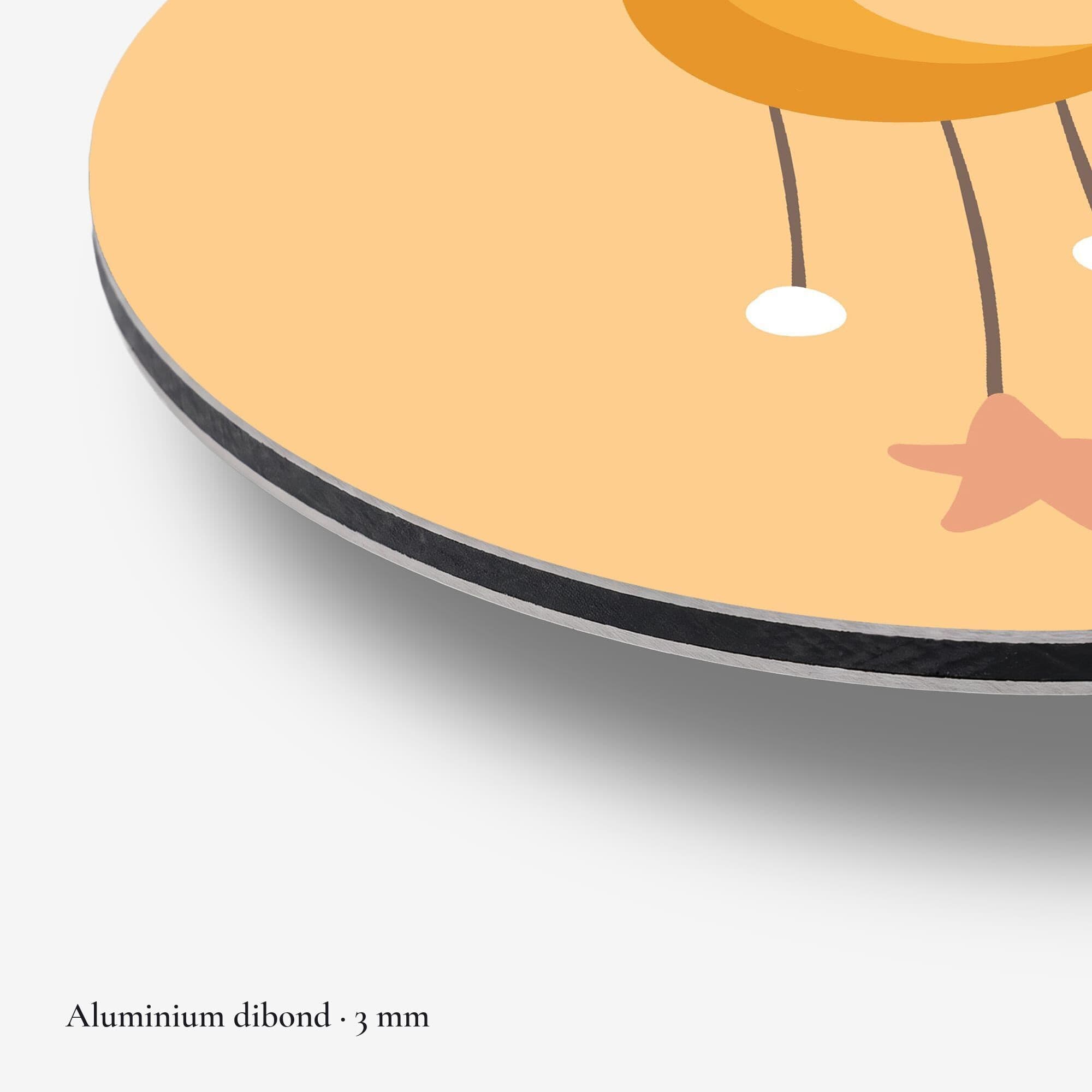 Golden Moon Dream Muurcirkel, detail rand dibond