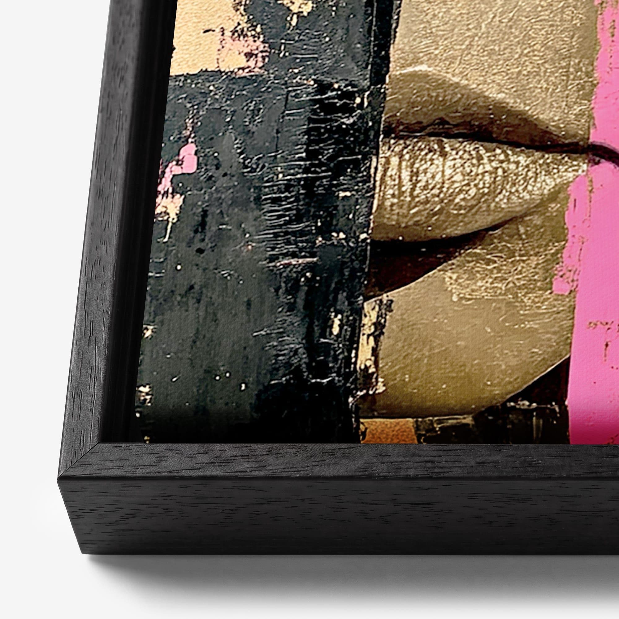 Pink Gold Portrait Canvas schilderij, detail frame