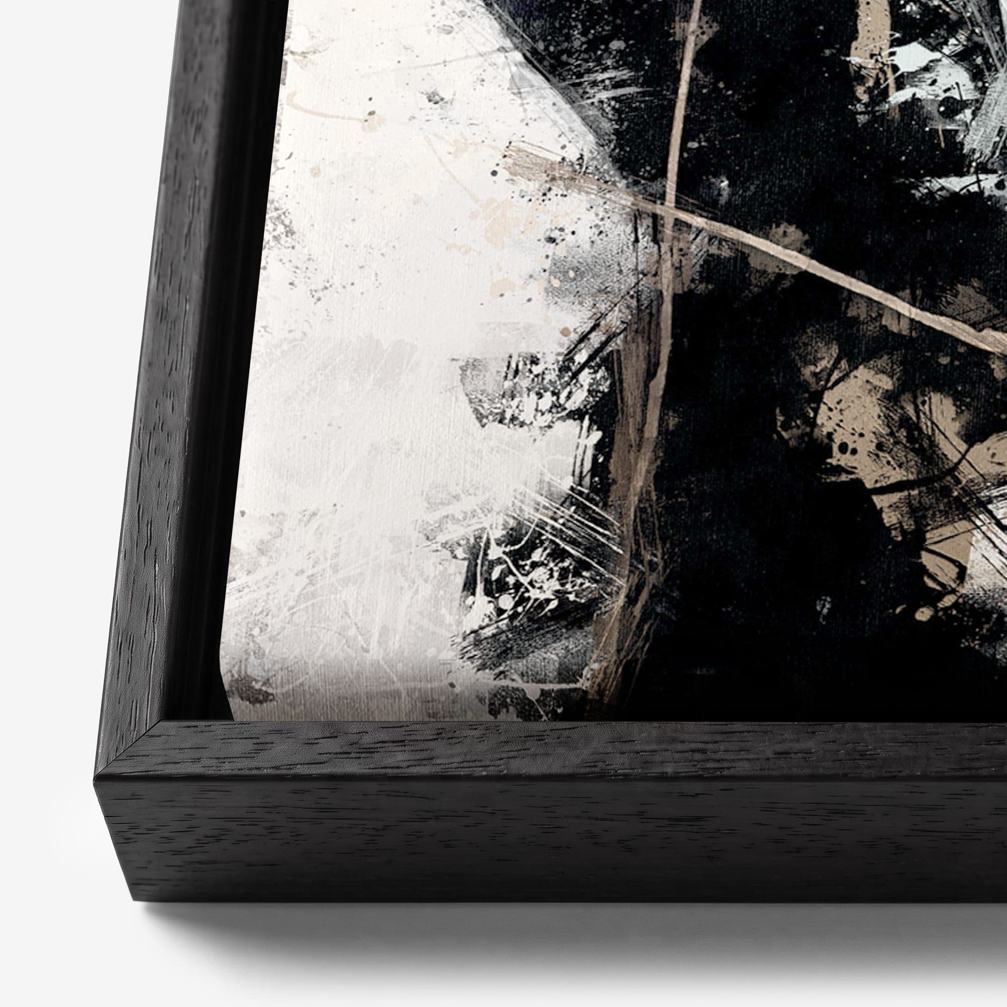 Abstract Zwart Goud Canvas schilderij, detail frame