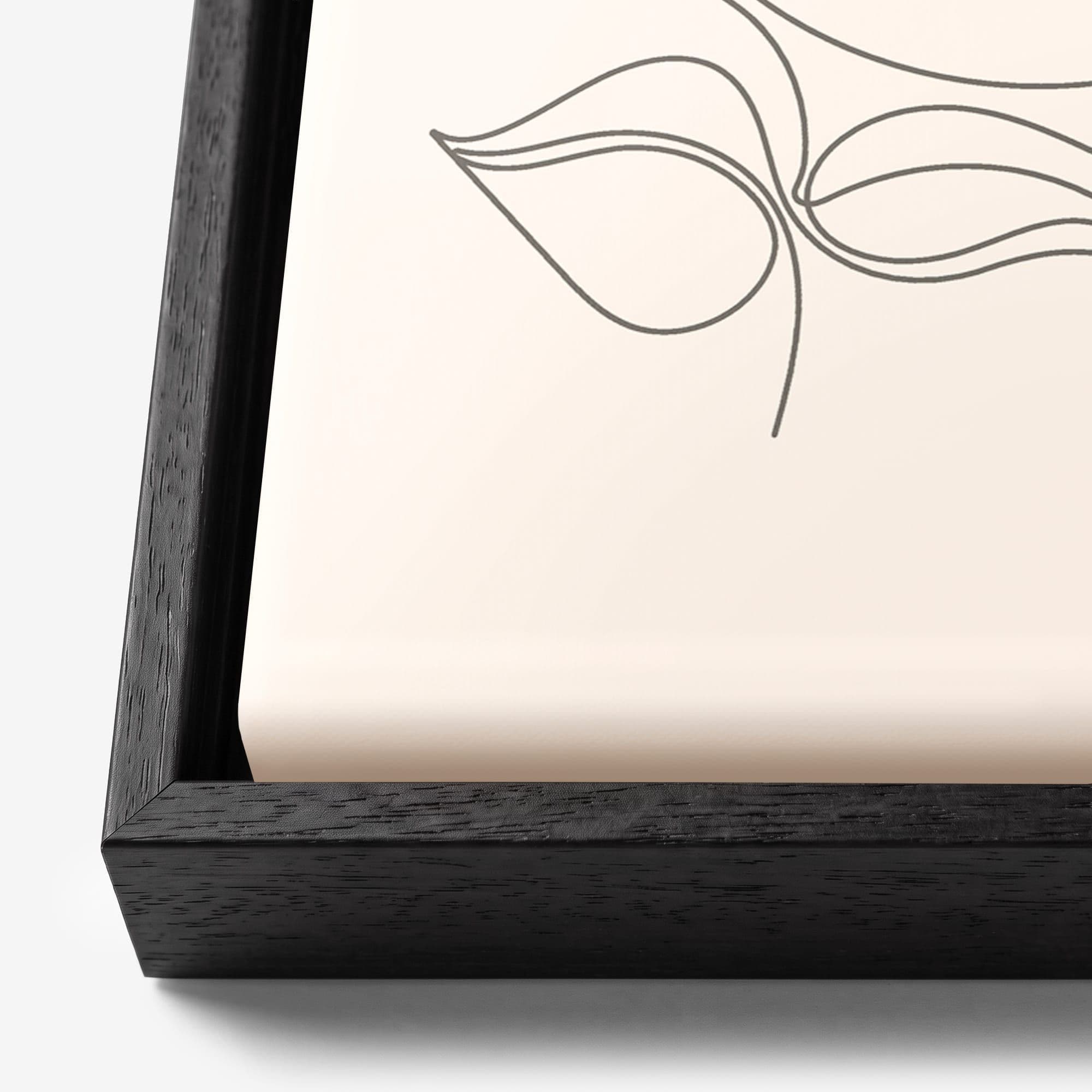 Line Art Bloom Face Canvas schilderij, detail frame