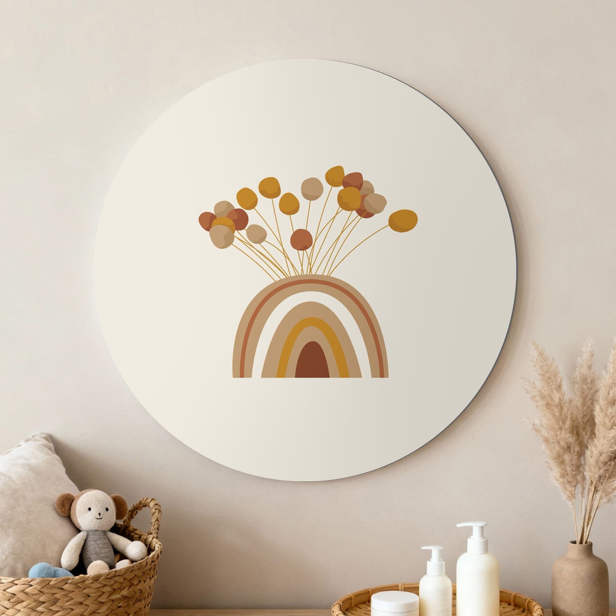 Boho Regenboog Bloom Muurcirkel