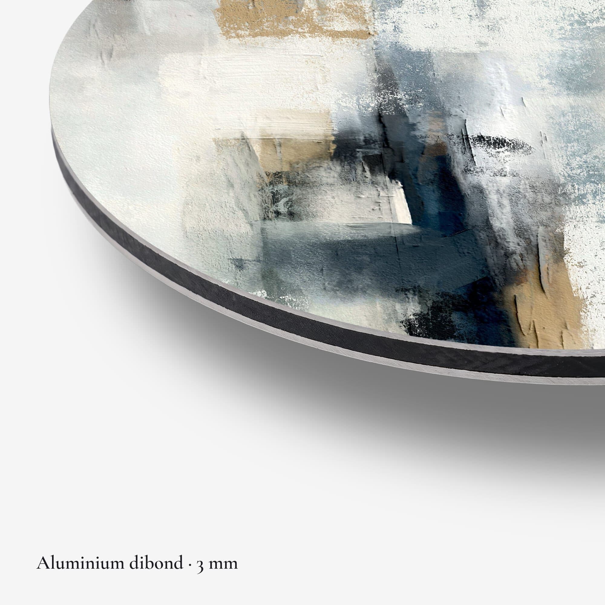 Abstract Grijs Verf Muurcirkel, detail rand dibond