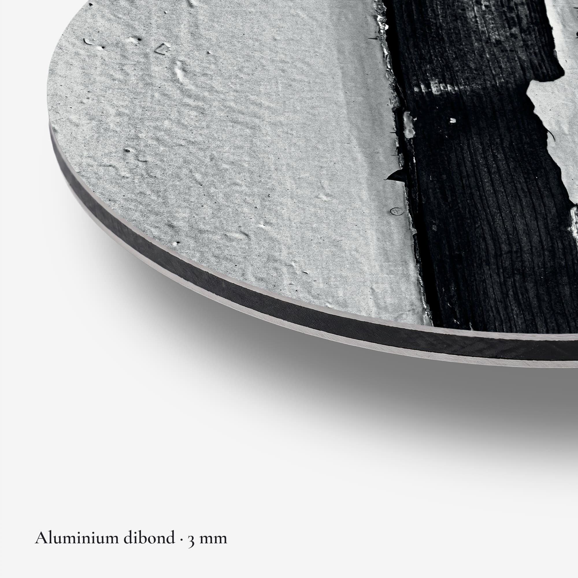 Weathered Bark Contrast Muurcirkel, detail rand dibond