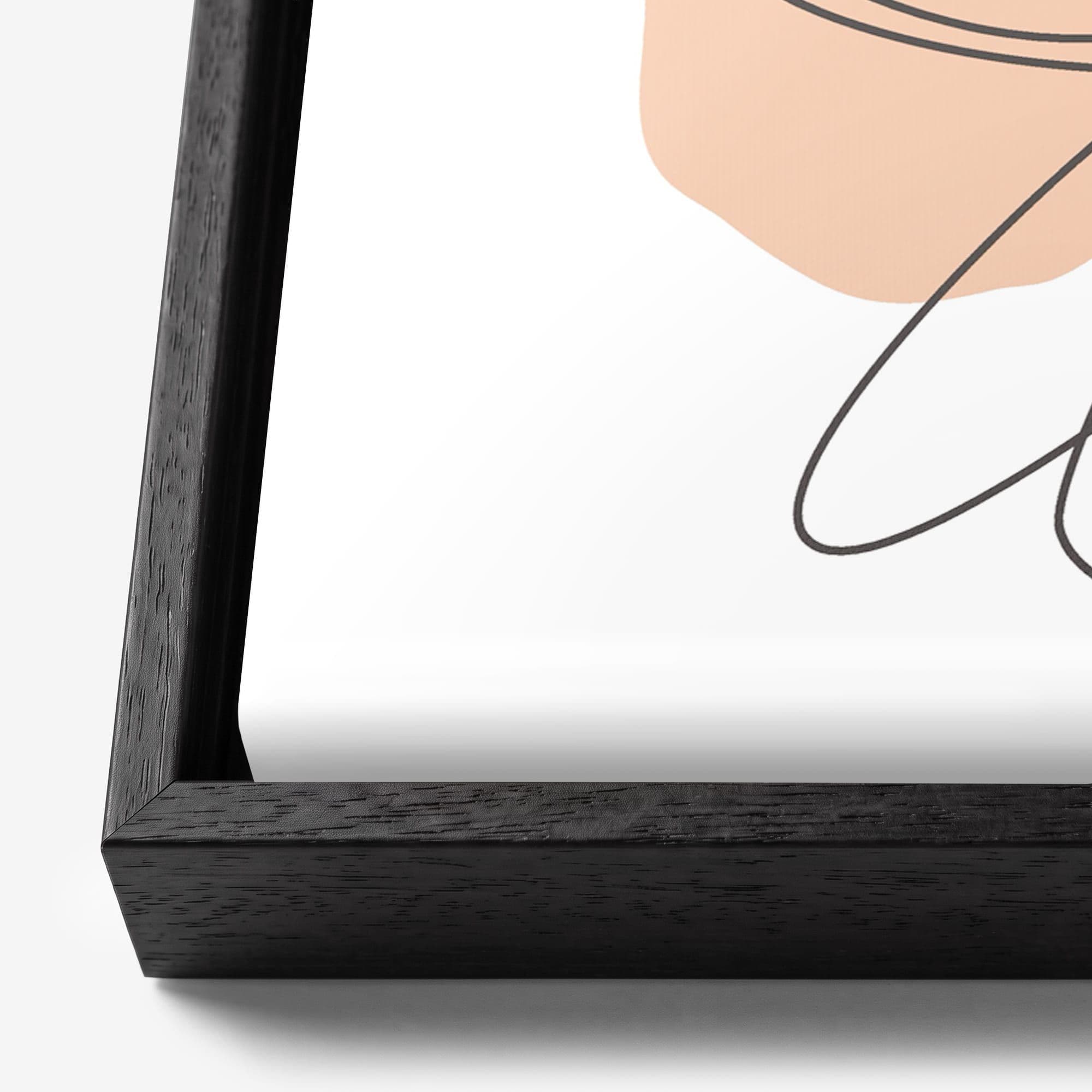 Line Art Silhouette Canvas schilderij, detail frame