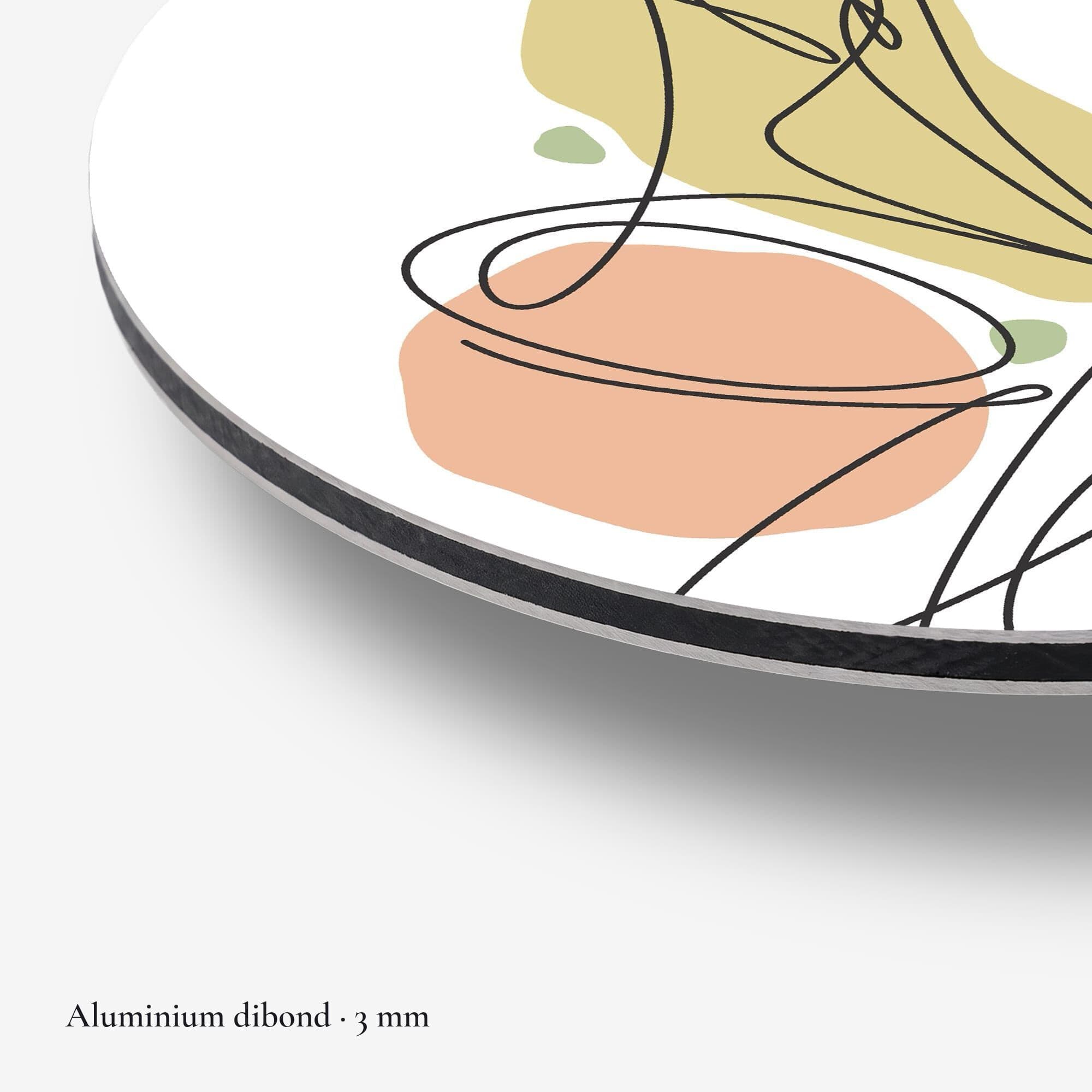 Line Art Silhouette Muurcirkel, detail rand dibond