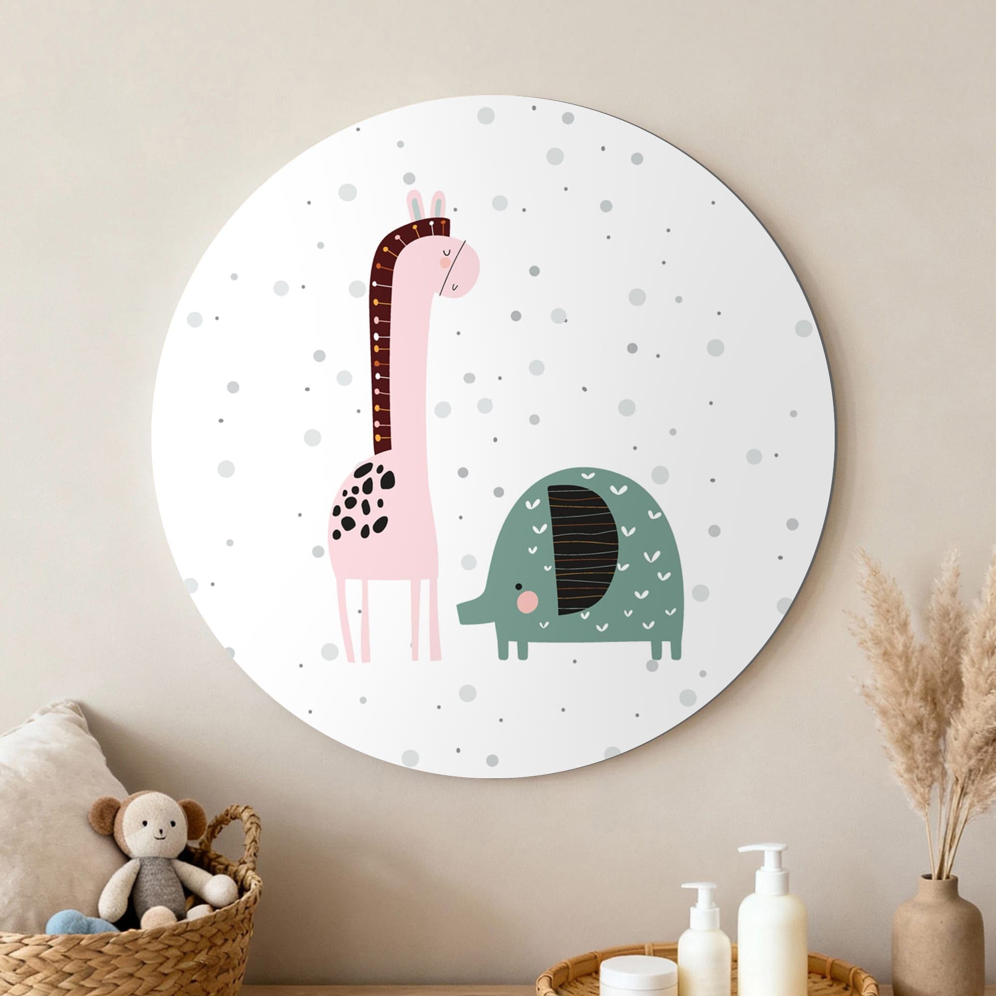Giraffe & Olifant Vriendjes Muurcirkel